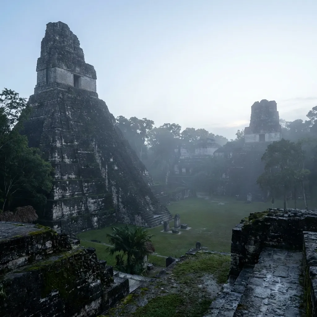 Tikal Temple at Sunrise