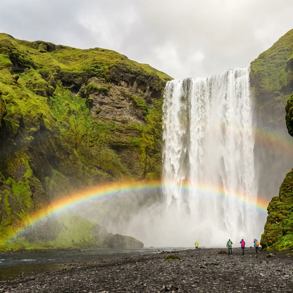 Icelandic Highlands and Waterfall